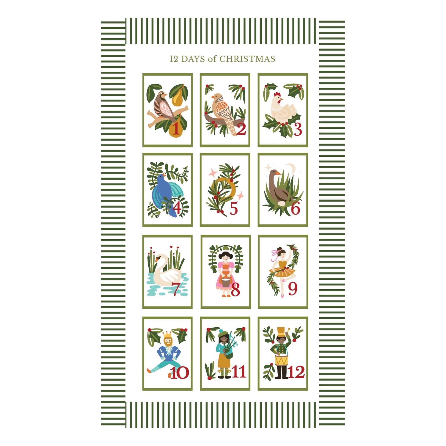 12 Days of Christmas Holiday Tea Towel