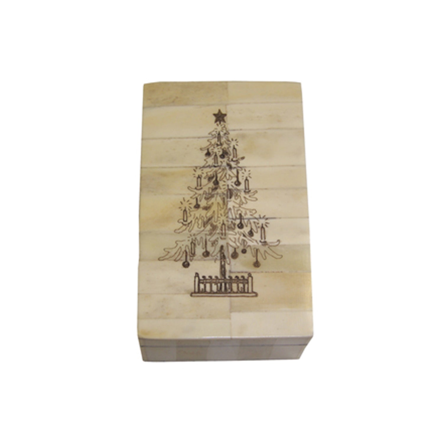 Christmas Tree Engraved Scrimshaw Bone Box